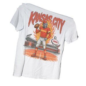 Kansas City Football Graphic T-Shirt - White Vintage Style Kansas Football Tee